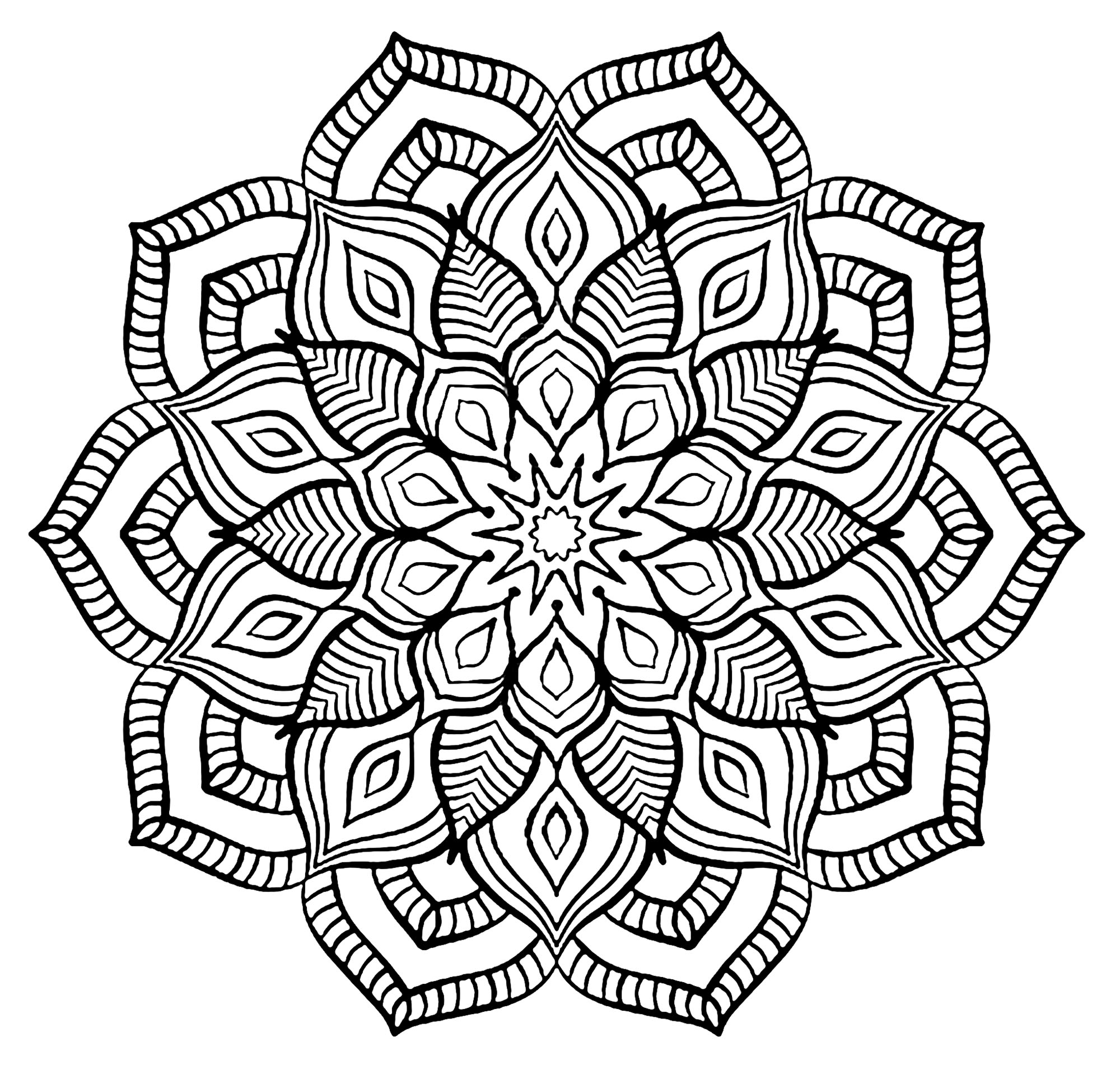 Fiore grande (Pagina Mandala da Colorare) Fiore grande (Pagina Mandala da Colorare per bambini)