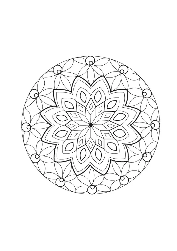 Pagina da colorare gratuita e gratis per bambini con Mandala gratis da scaricare