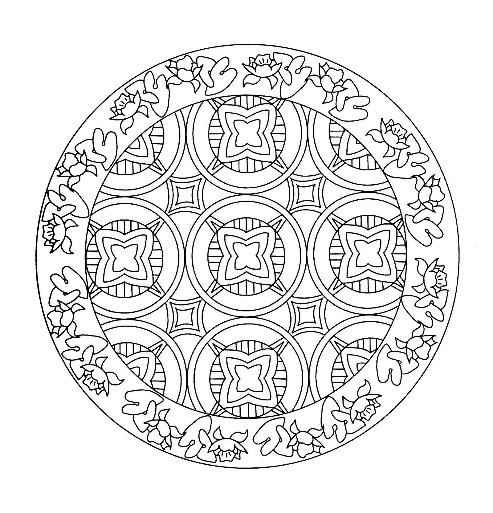 Pagina da colorare gratuita e gratis per bambini con Mandala gratis da scaricare