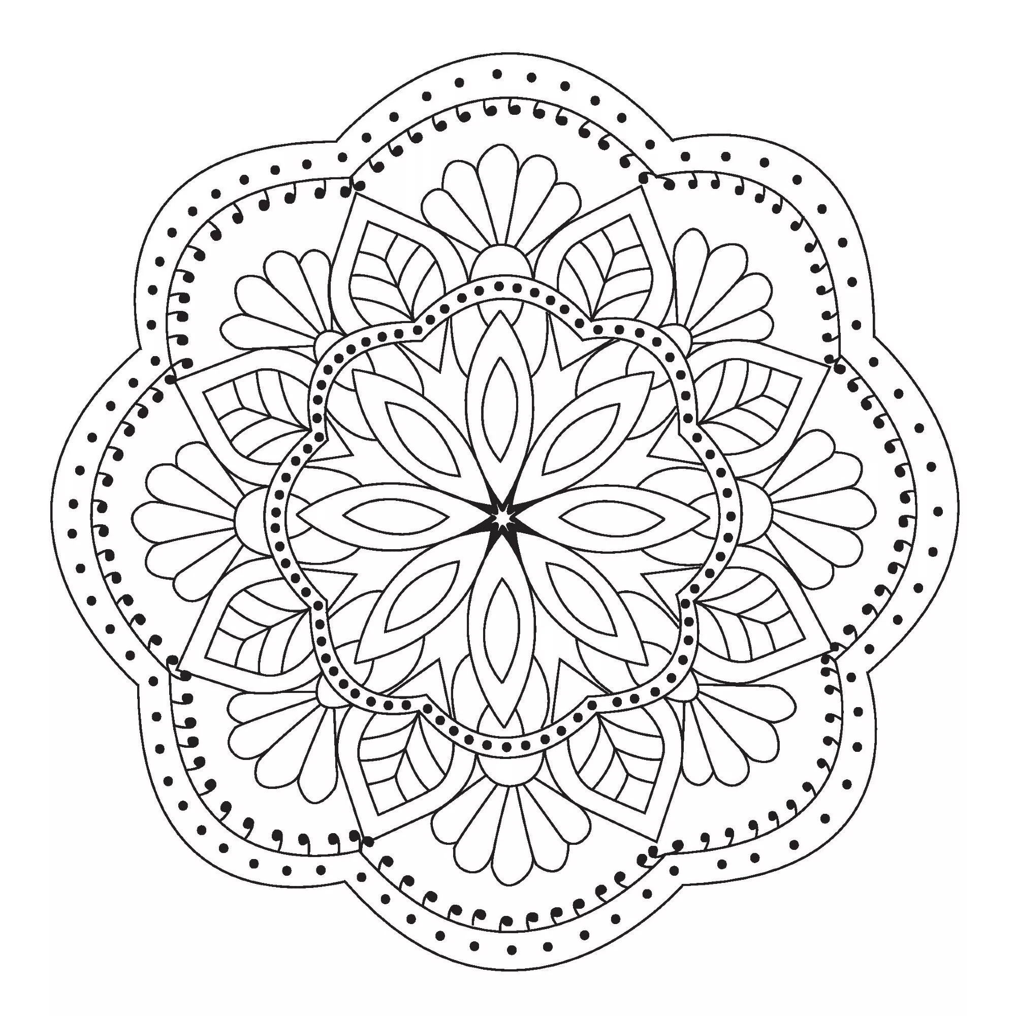 Mandala floreale semplice (Pagina da Colorare per bambini)