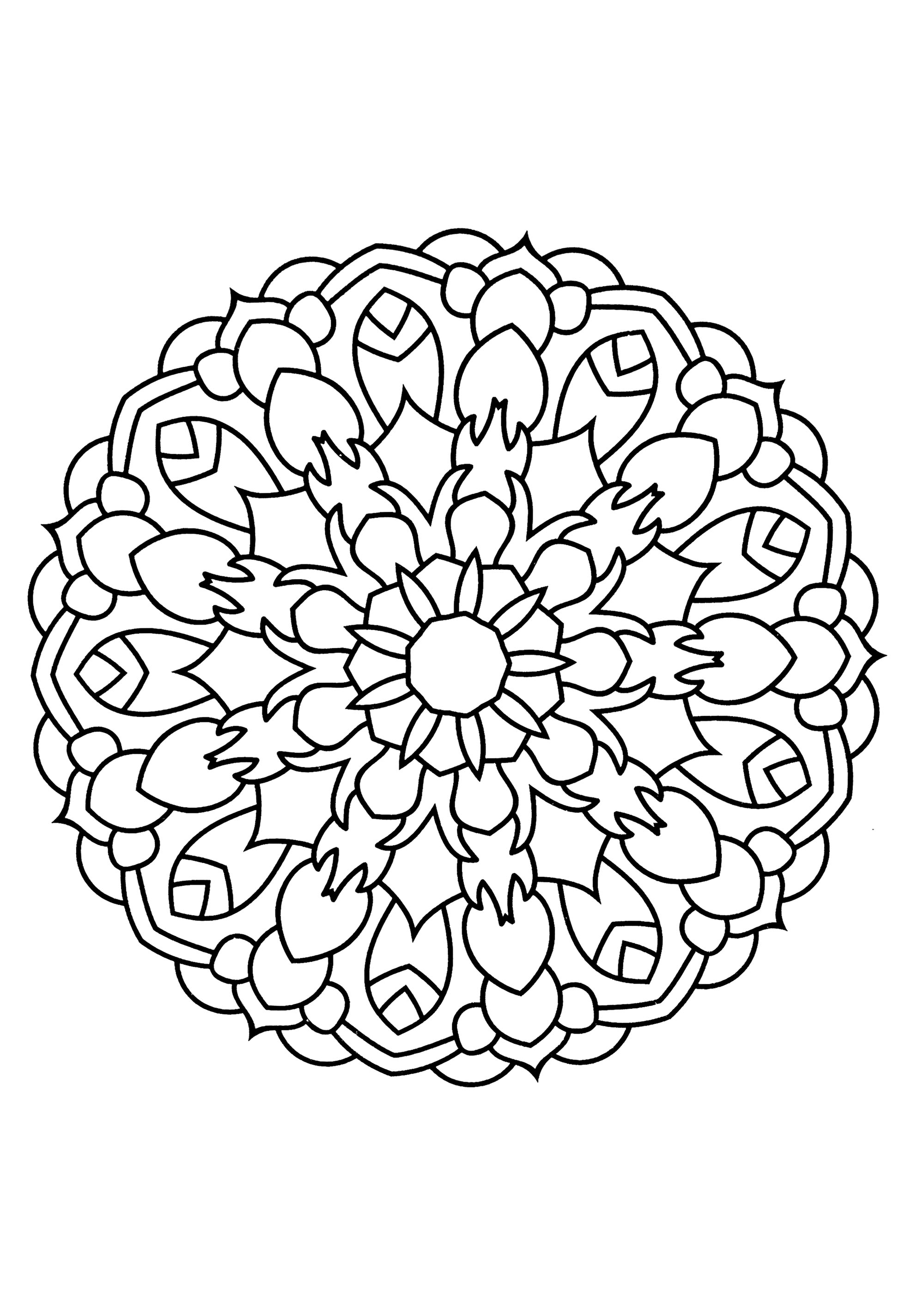 Mandala dai tratti spessi (Pagina da Colorare) Mandala dai tratti spessi (Pagina da Colorare per bambini)