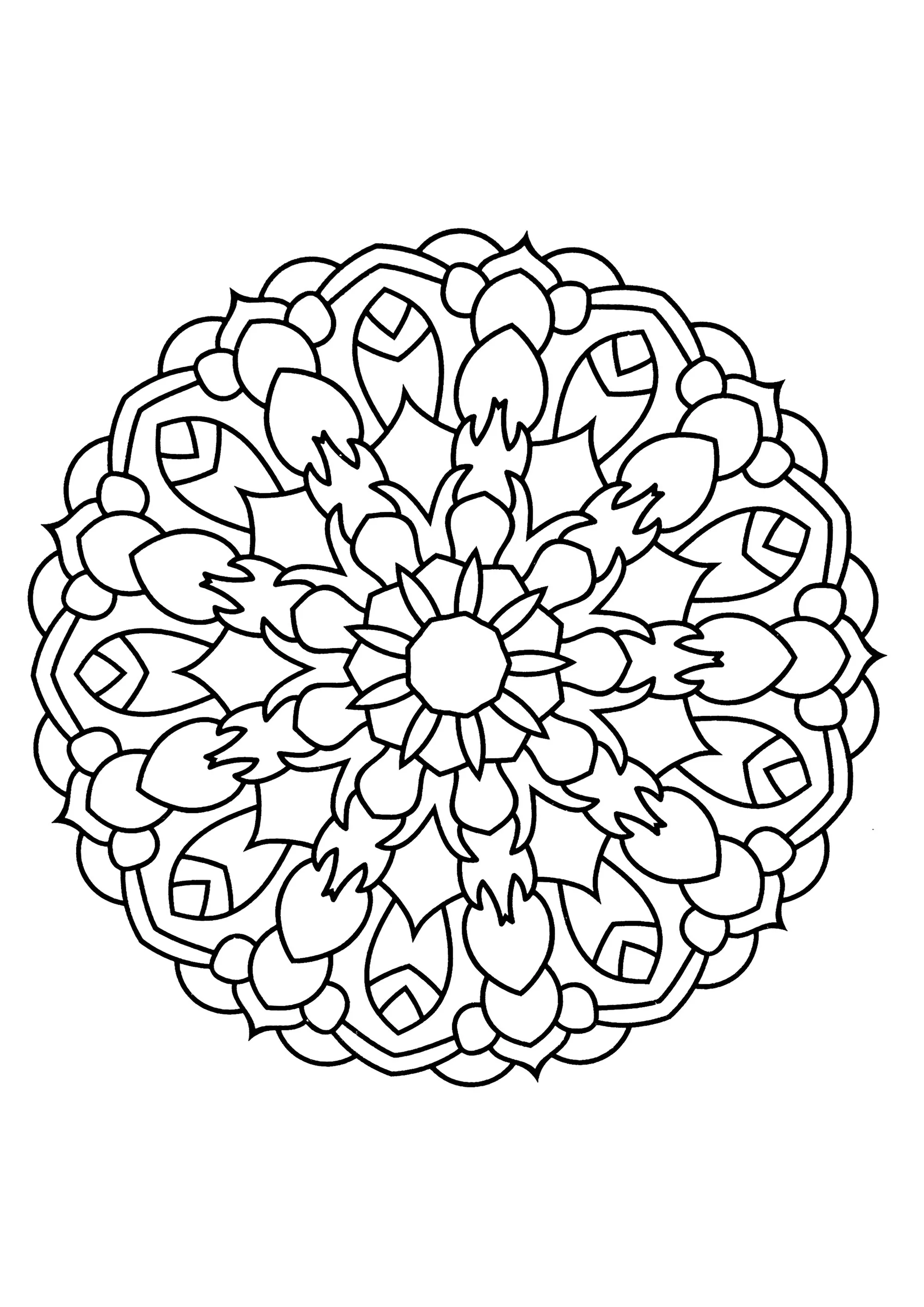 Mandala dai tratti spessi (Pagina da Colorare per bambini)