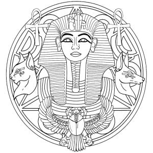 Mandala facile di Tutankhamon (Pagina da Colorare)
