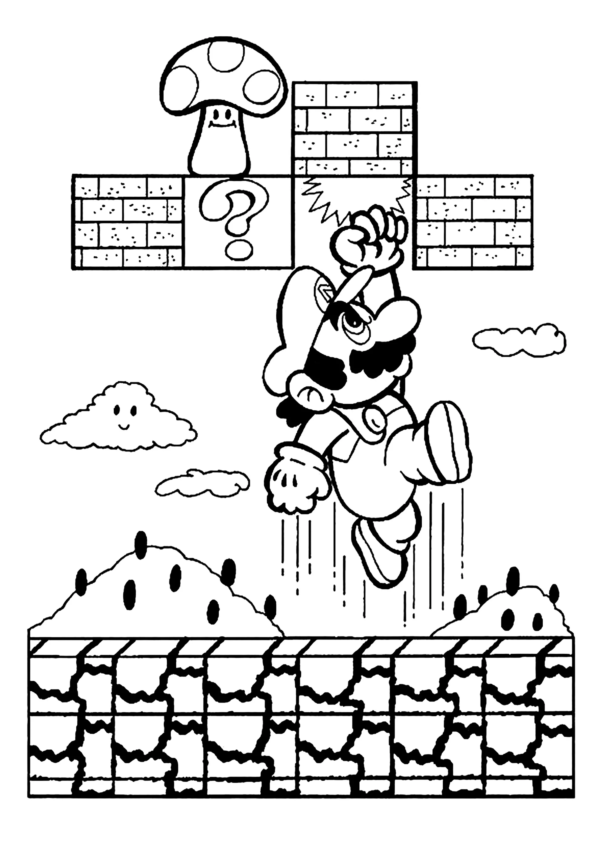 Coloriage Mario Bros Vintage - 1 (Pagina da Colorare per bambini)