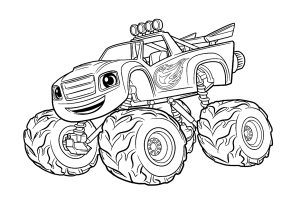 Pagina da Colorare per bambini : Monster Truck che assomiglia a un personaggio di Cars di Pixar.