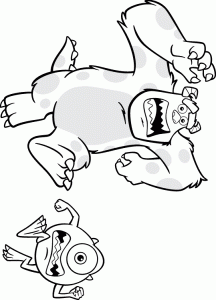Sully sta colorando in fretta. (Pagina Monsters & Co. da Colorare)