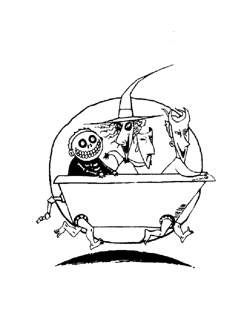 Scarica gratuitamente e colora il disegno de 'Il Mistero di Sleepy Hollow'. (Pagina Nightmare Before Christmas da Colorare per bambini)
