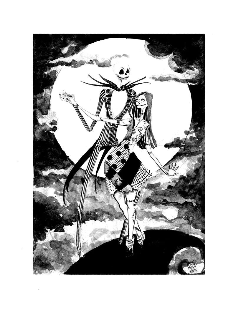 Colora gratuitamente L'Incubo Prima di Natale di Mr Jack da stampare. (Pagina Nightmare Before Christmas da Colorare per bambini)