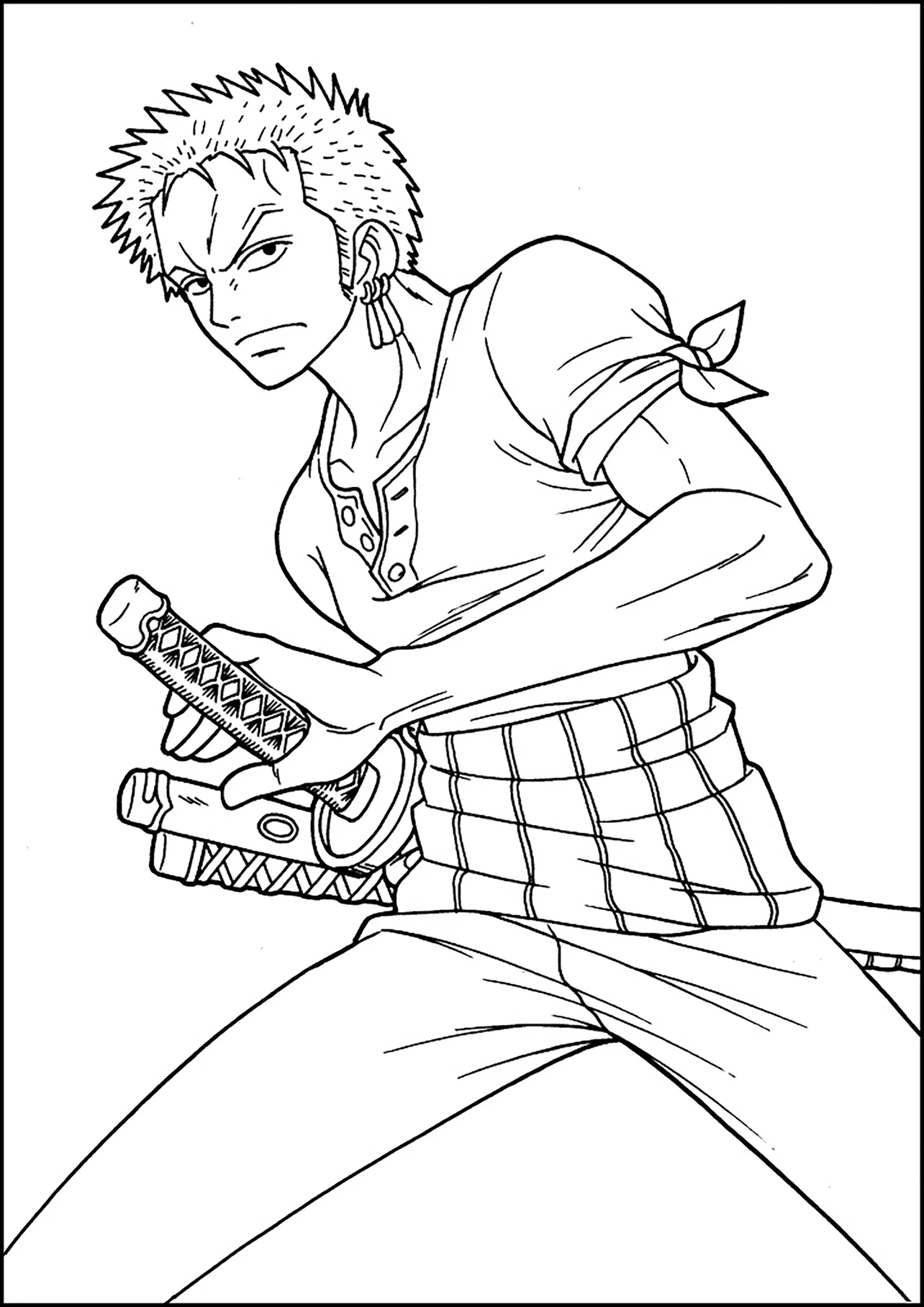 Personaggio con spada (Pagina One Piece da Colorare per bambini)