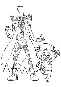Tony Tony Chopper con uno strano carattere (Pagina One Piece da Colorare)