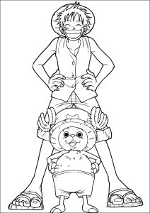 Tony Tony Chopper e Monkey D. Luffy insieme (Pagina One Piece da Colorare)