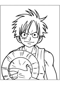 Monkey D. Luffy: pagina da colorare molto semplice (Pagina One Piece da Colorare)
