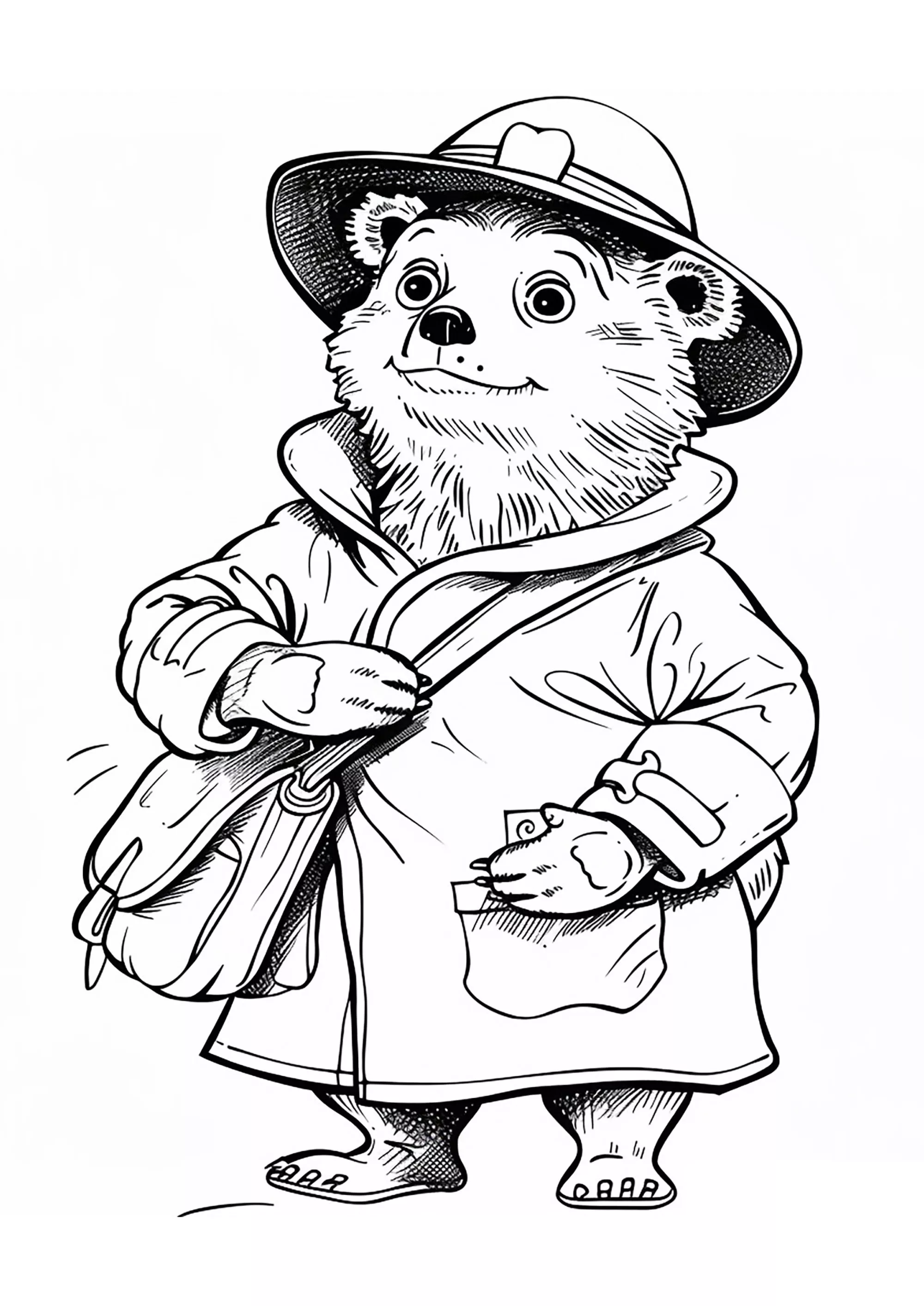 Disegni da colorare gratuiti di orso-paddington per bambini (Orso Paddington)