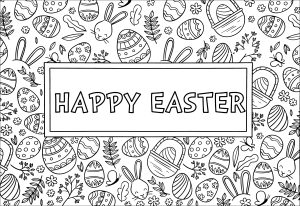 Uova di Pasqua e altri simboli (Pagina da Colorare)