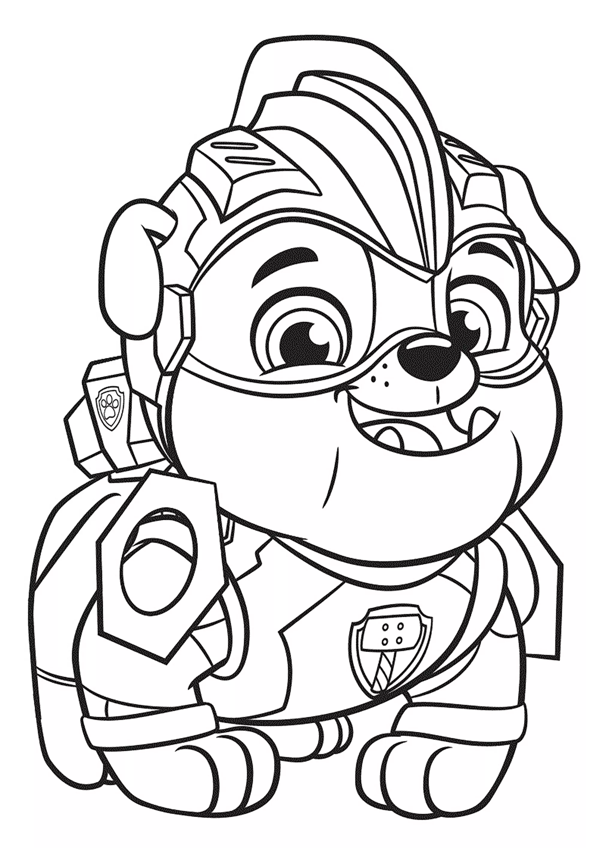 Ruben con la sua armatura (Pagina Paw Patrol: Mighty Pups da Colorare per bambini)