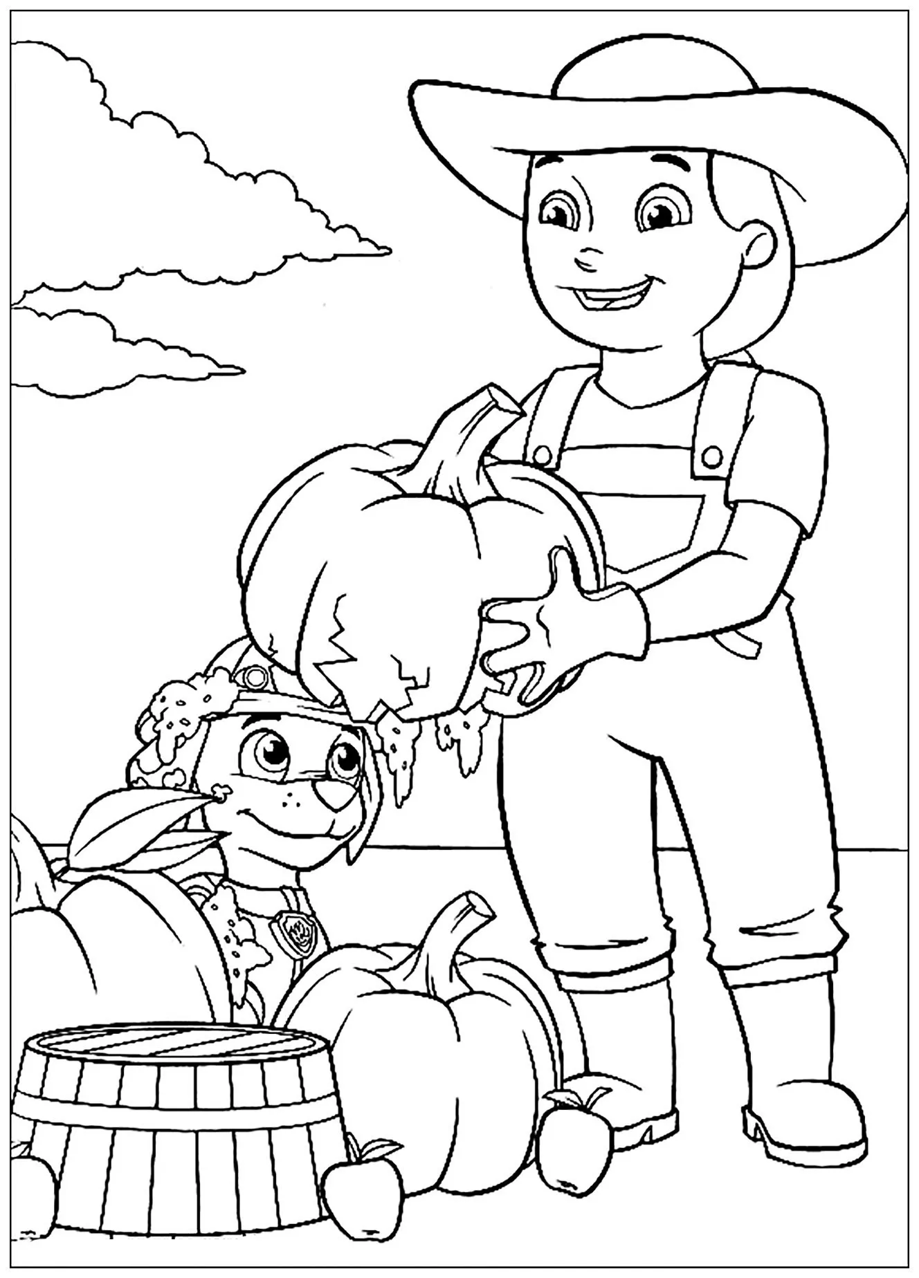 Paw Patrol: Zucca rotta (Pagina da Colorare per bambini)