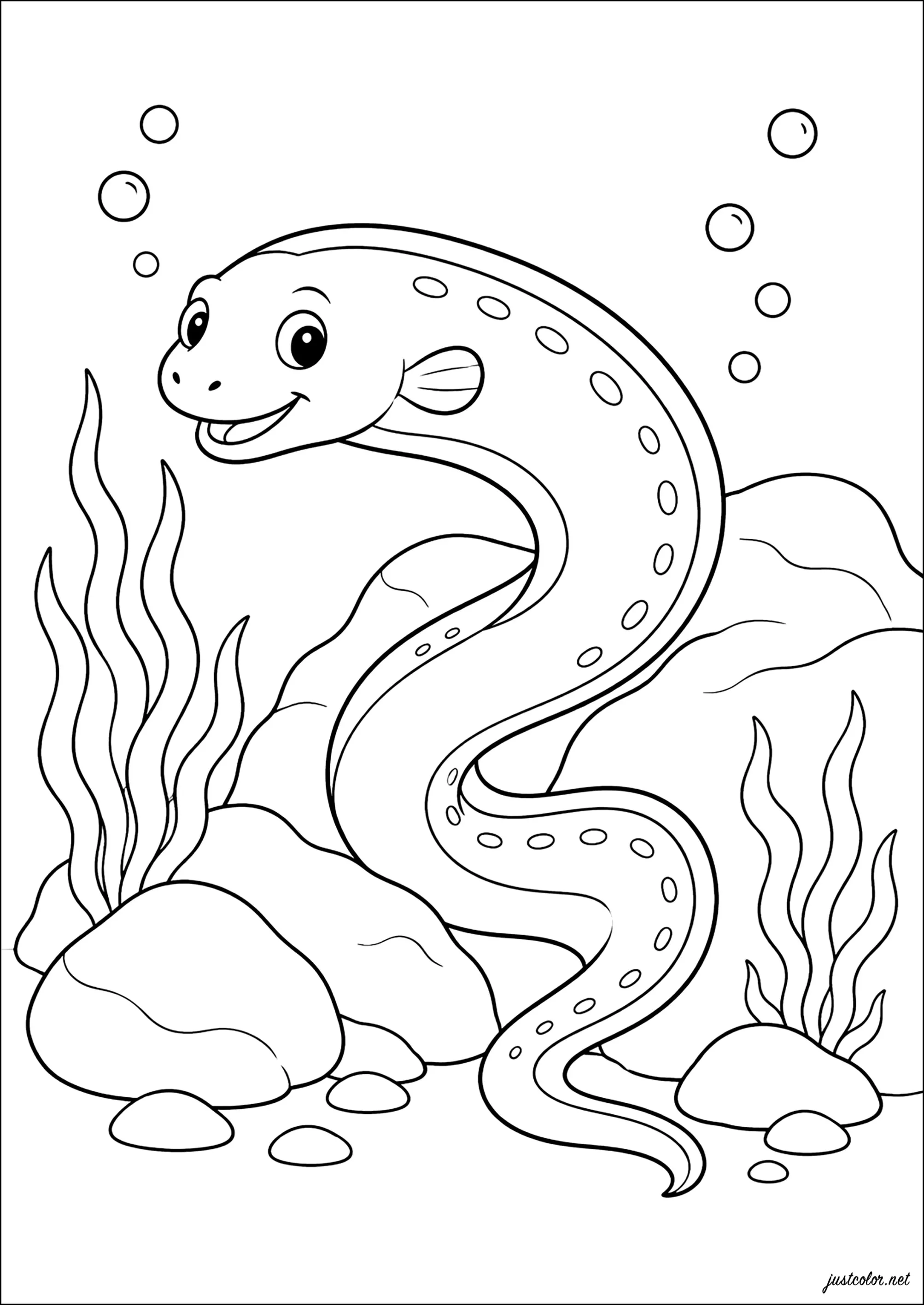Anguilla ondulante (Pagina Pesci da Colorare per bambini)