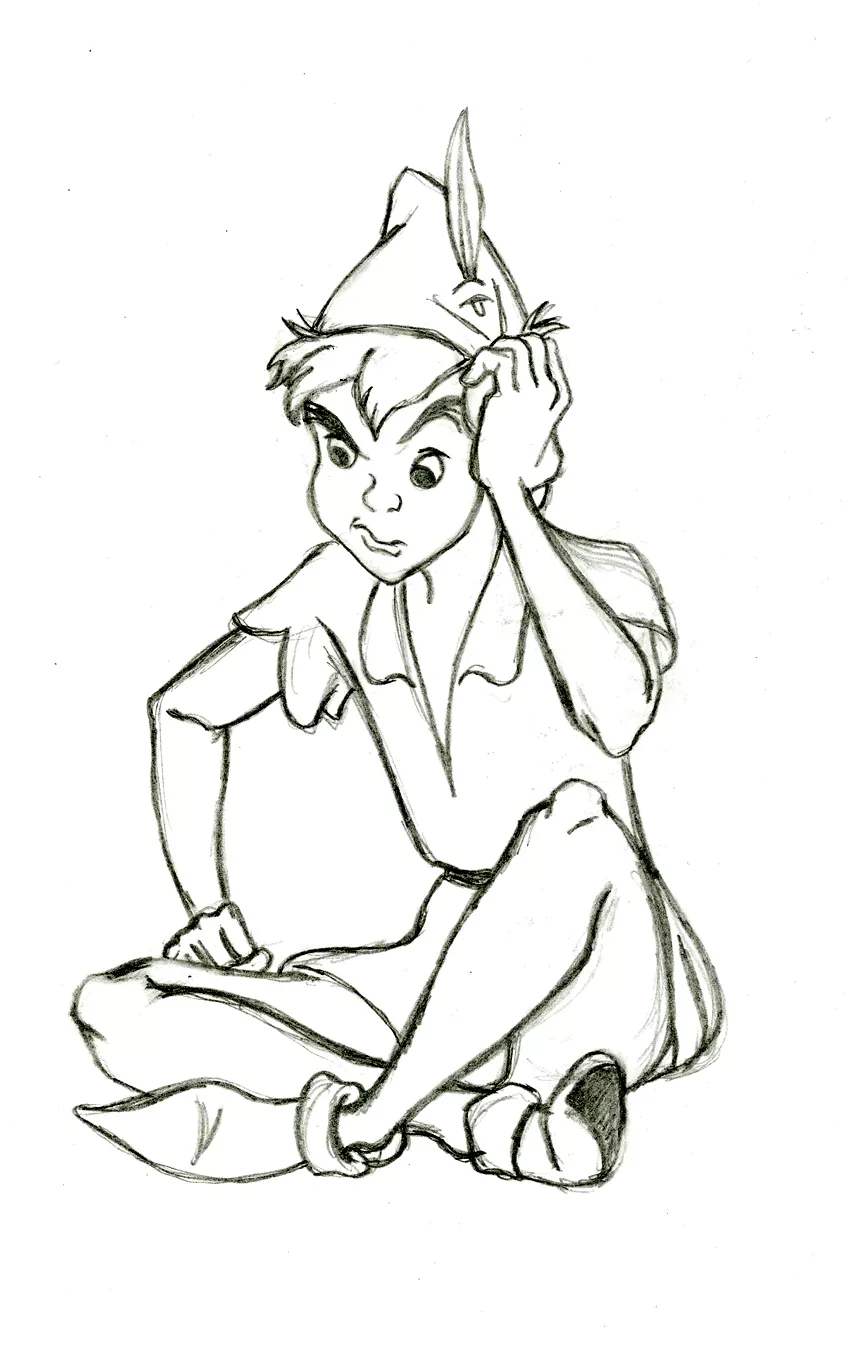 Scarica gratuitamente e colora il disegno di Peter Pan. (Pagina da Colorare per bambini)