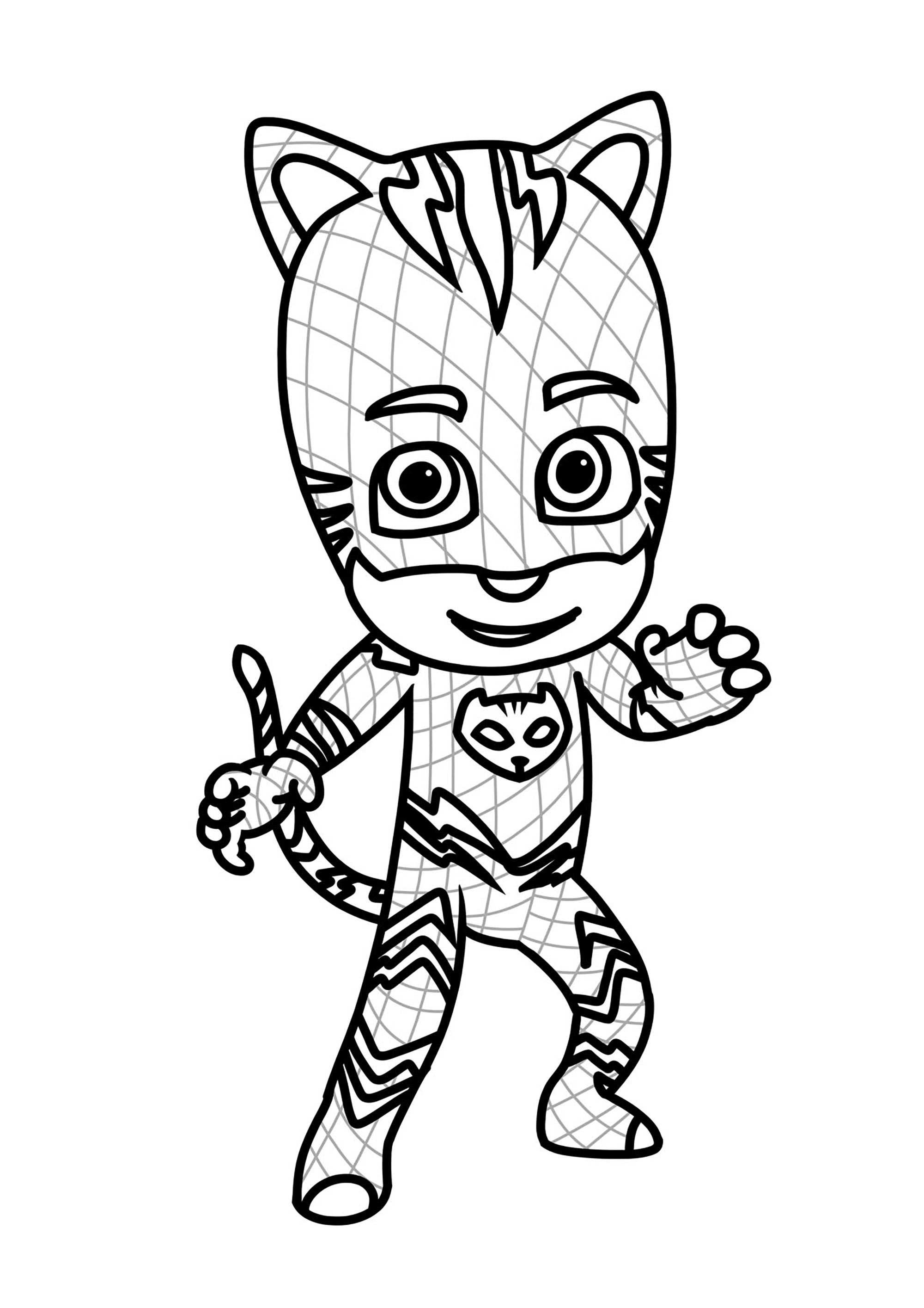 Catboy e il suo costume da gatto Pagine PJ Masks da Colorare