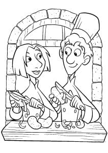 Alfredo Linguini e Colette Tatou (Pagina Ratatouille da Colorare)
