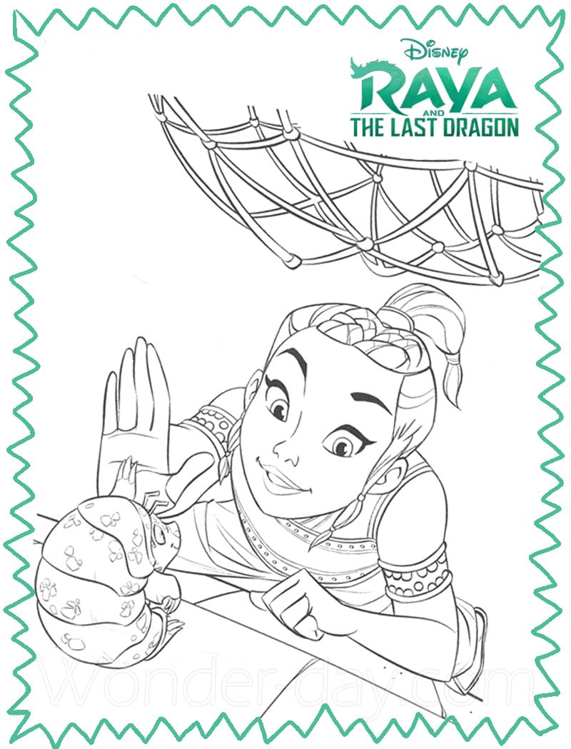 Raya e il piccolo Tuk Tuk (Pagina Raya e lUltimo Drago da Colorare) Raya e il piccolo Tuk Tuk (Pagina Raya e lUltimo Drago da Colorare per bambini)