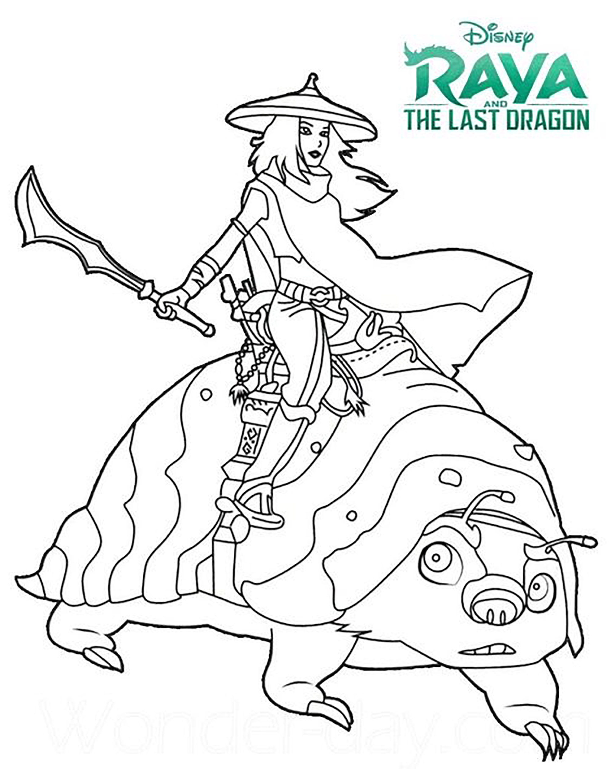Raya e il suo mondo (Pagina Raya e lUltimo Drago da Colorare) Raya e il suo mondo (Pagina Raya e lUltimo Drago da Colorare per bambini)