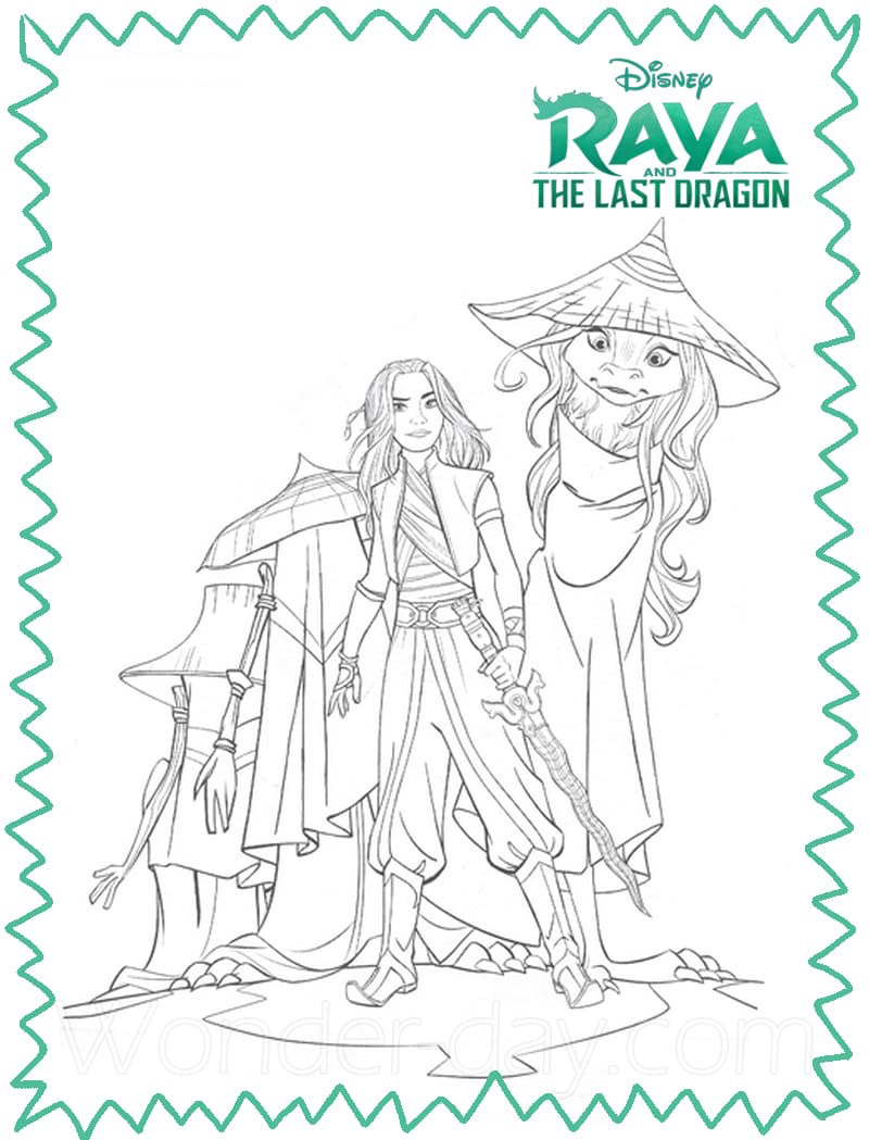 Raya e il drago travestito (Pagina Raya e lUltimo Drago da Colorare) Raya e il drago travestito (Pagina Raya e lUltimo Drago da Colorare per bambini)
