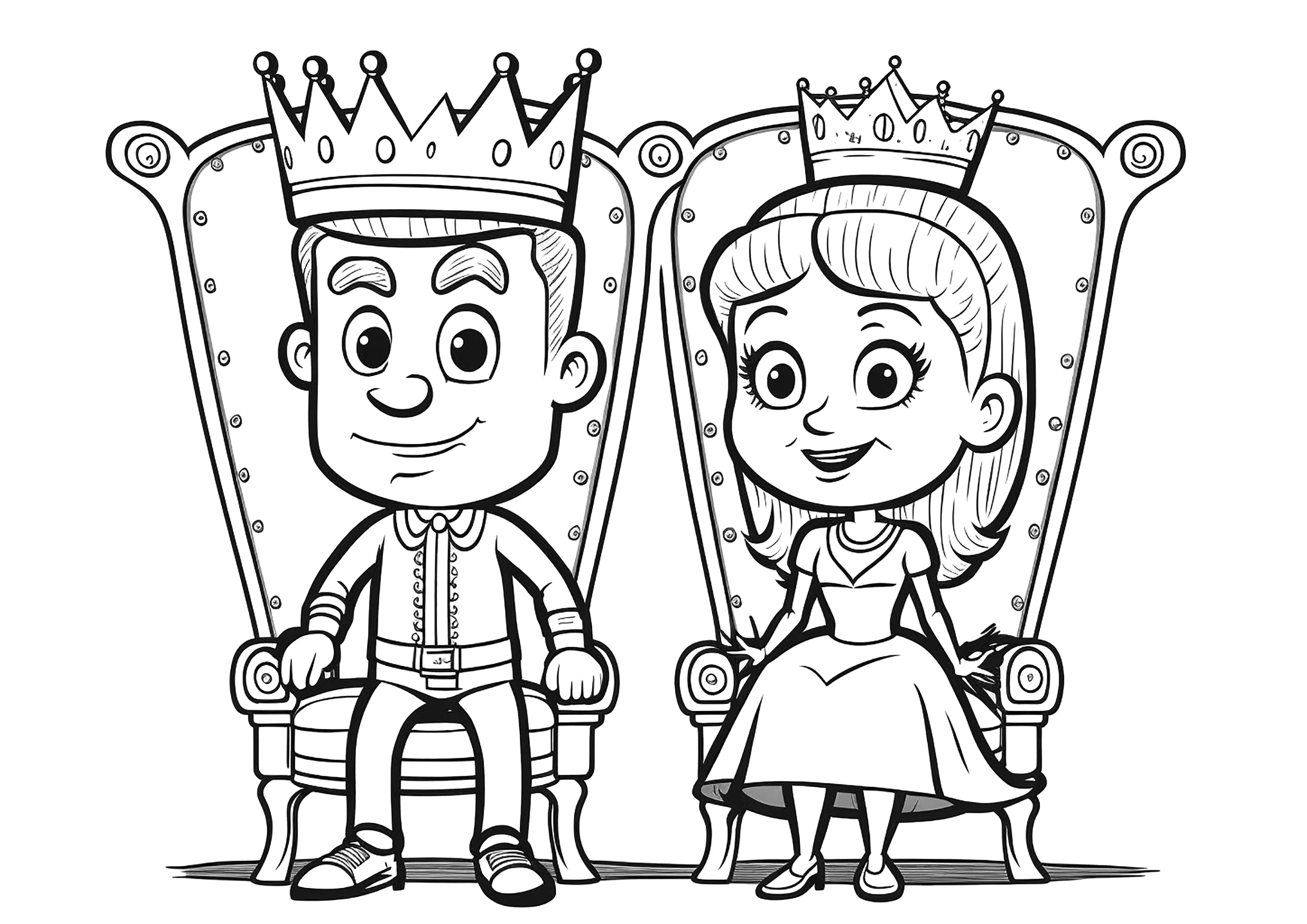 Re e regina simpatici (Pagina Re e Regine da Colorare per bambini)