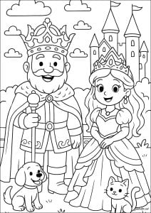 Monarchi del Regno Incantato (Pagina Re e Regine da Colorare)