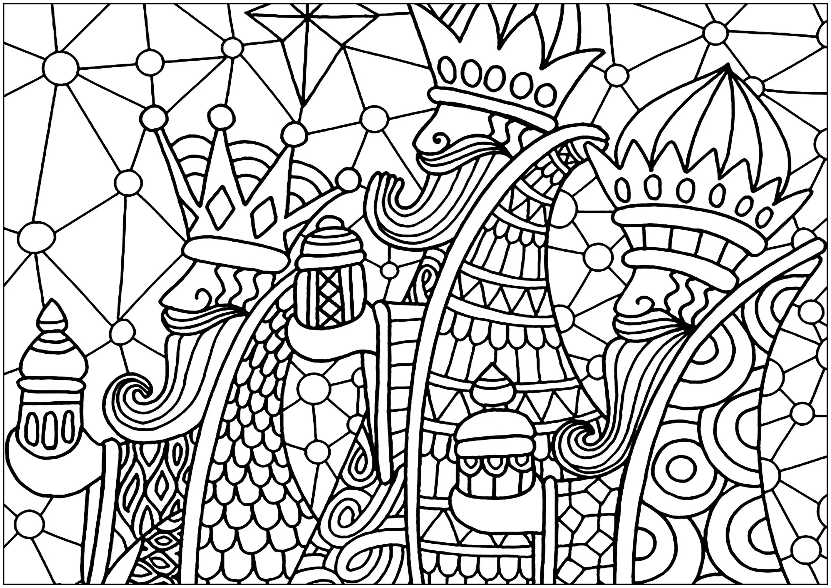 I Tre Re Magi di profilo (Pagina da Colorare per bambini)