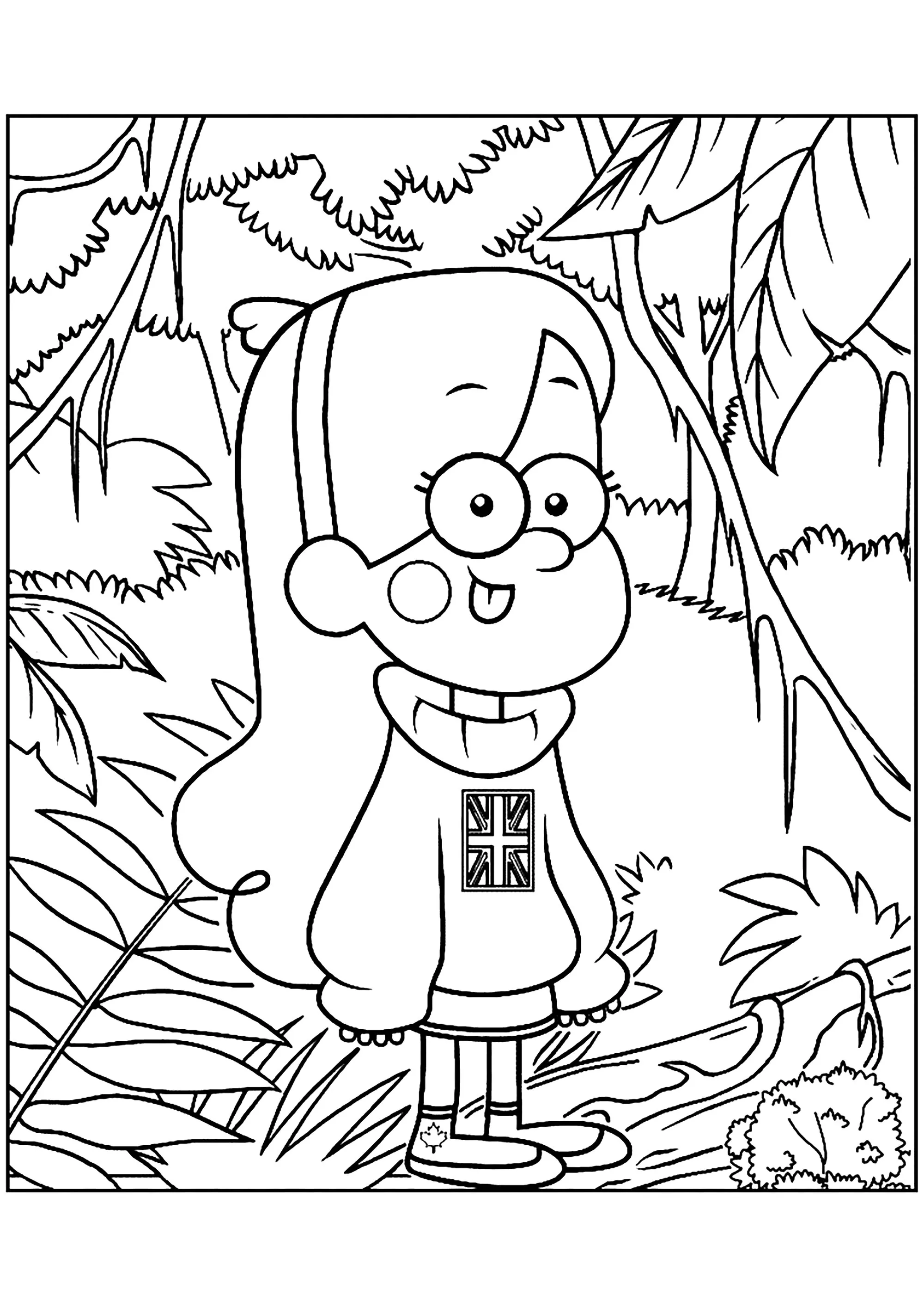 Mabel nella foresta (Pagina Ricordi di Gravity Falls da Colorare per bambini)