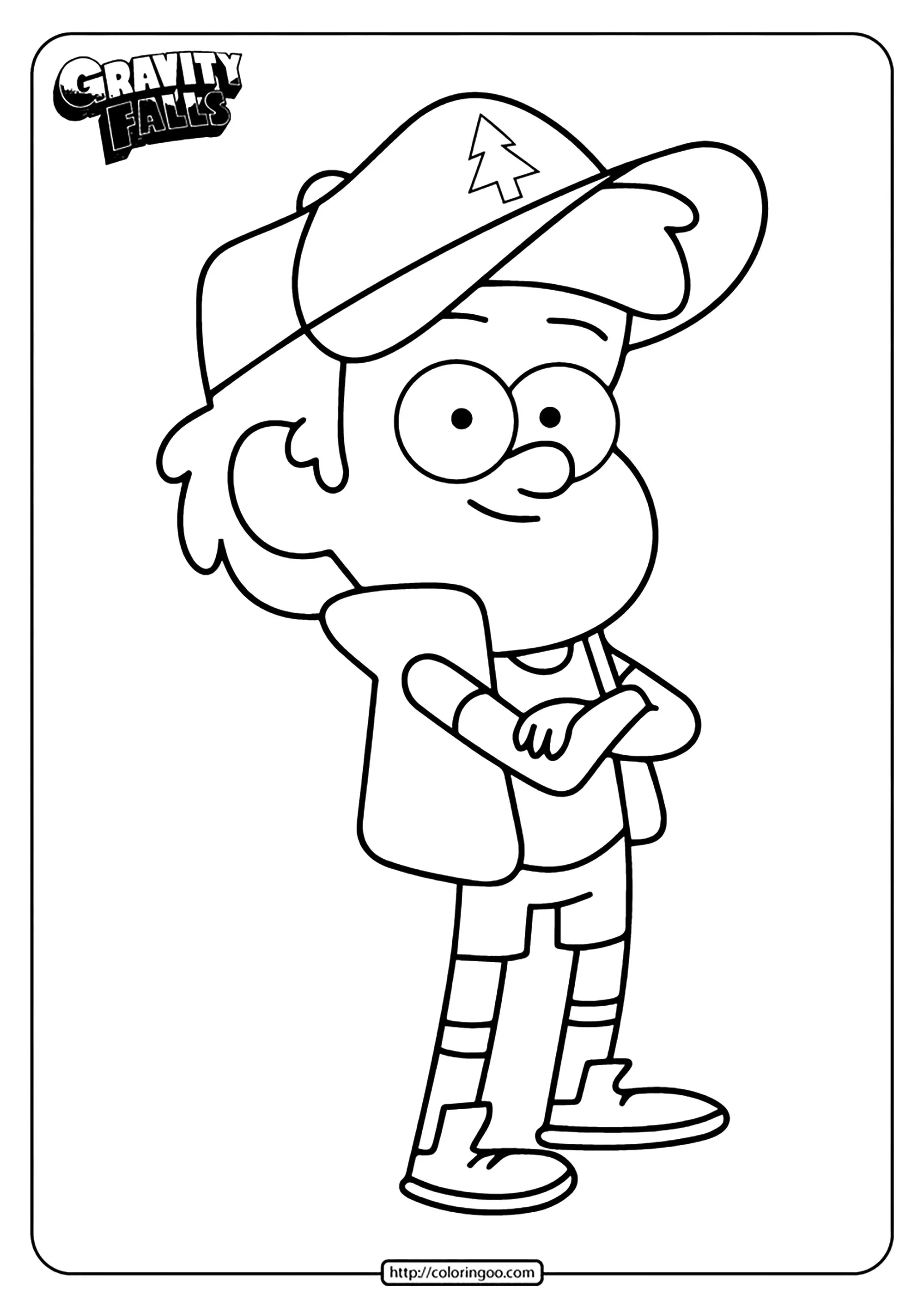 Dipper Pines: il personaggio principale di Gravity Falls. (Pagina Ricordi di Gravity Falls da Colorare per bambini)