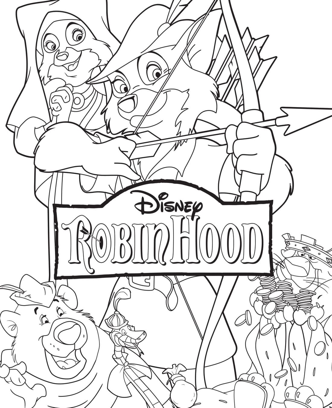 Tutti i personaggi di Robin Hood - Pagine Robin Hood da Colorare, image size:1100x1349
