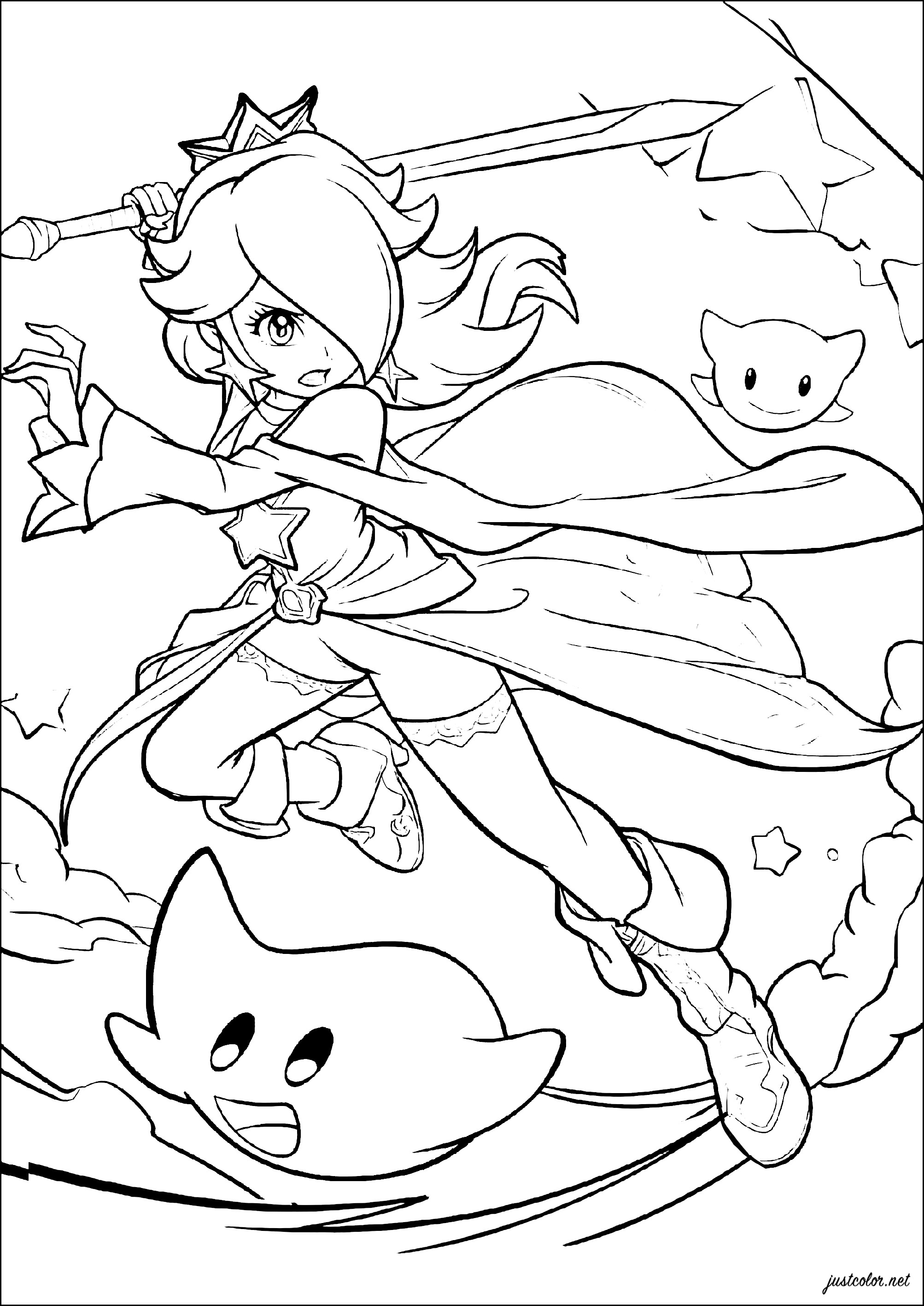 Magiche avventure nel cielo stellato (Pagina Rosalina da Colorare per bambini)