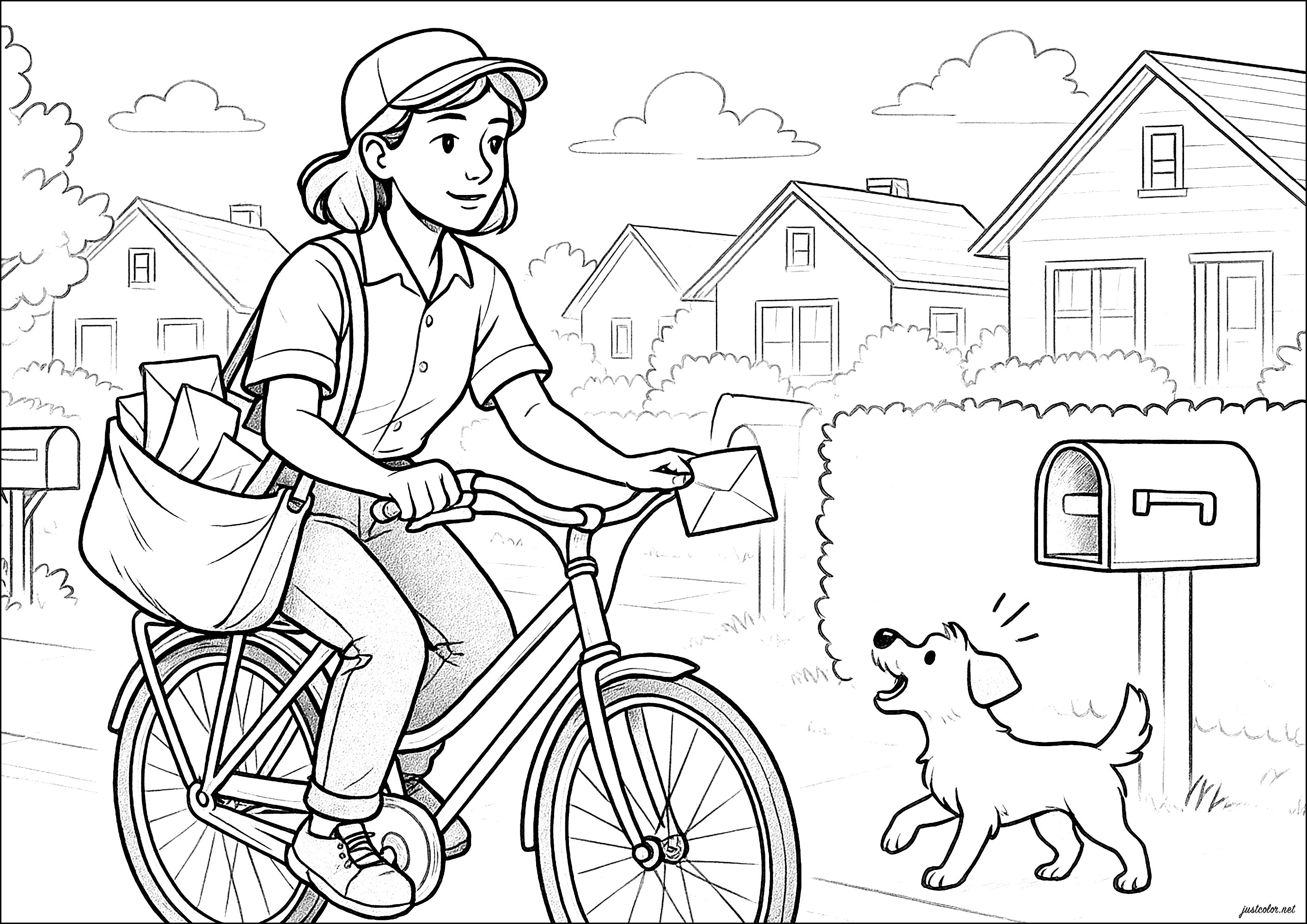 Postino delle lettere (Pagina Scambi da Colorare per bambini)