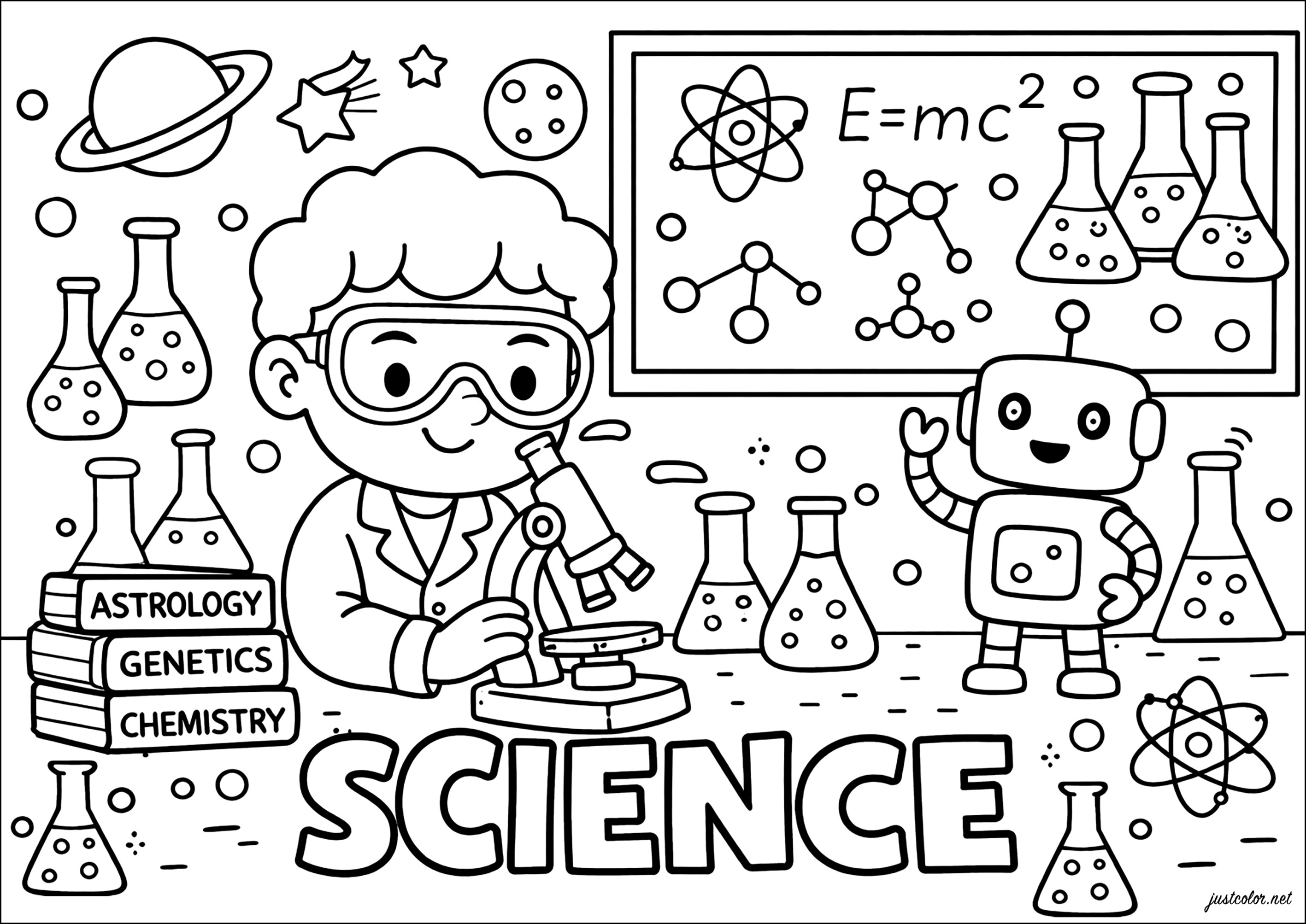 Giovane scienziato (Pagina Scienza da Colorare per bambini)