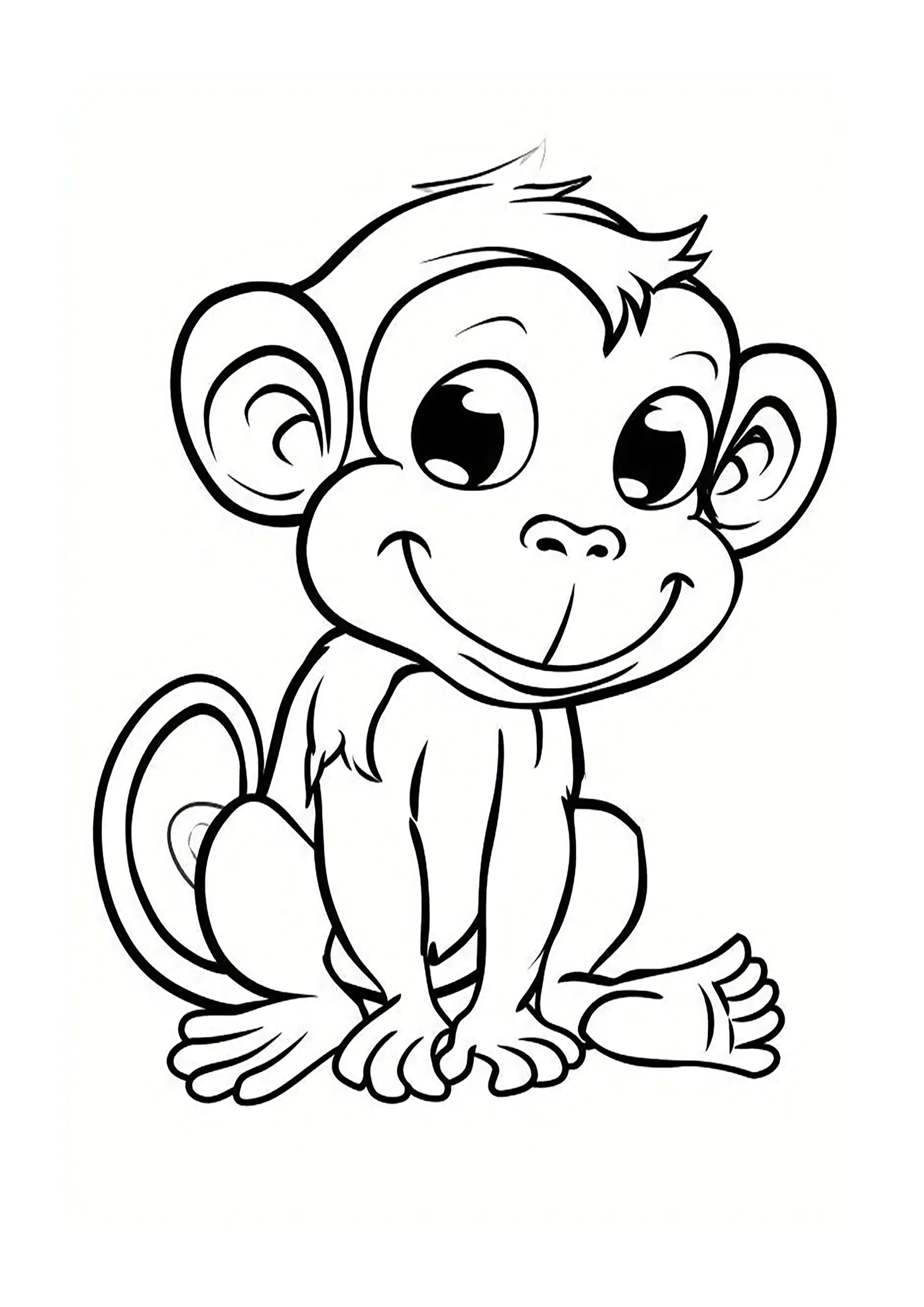 Scimmia con sguardo malizioso (Pagina Scimmie da Colorare per bambini)