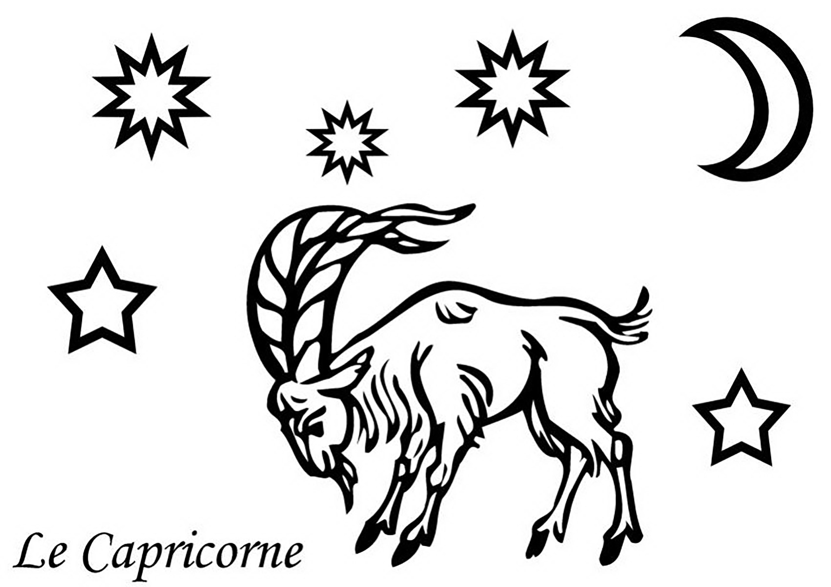 Segno del Capricorno (Pagina Segni Zodiacali da Colorare per bambini)