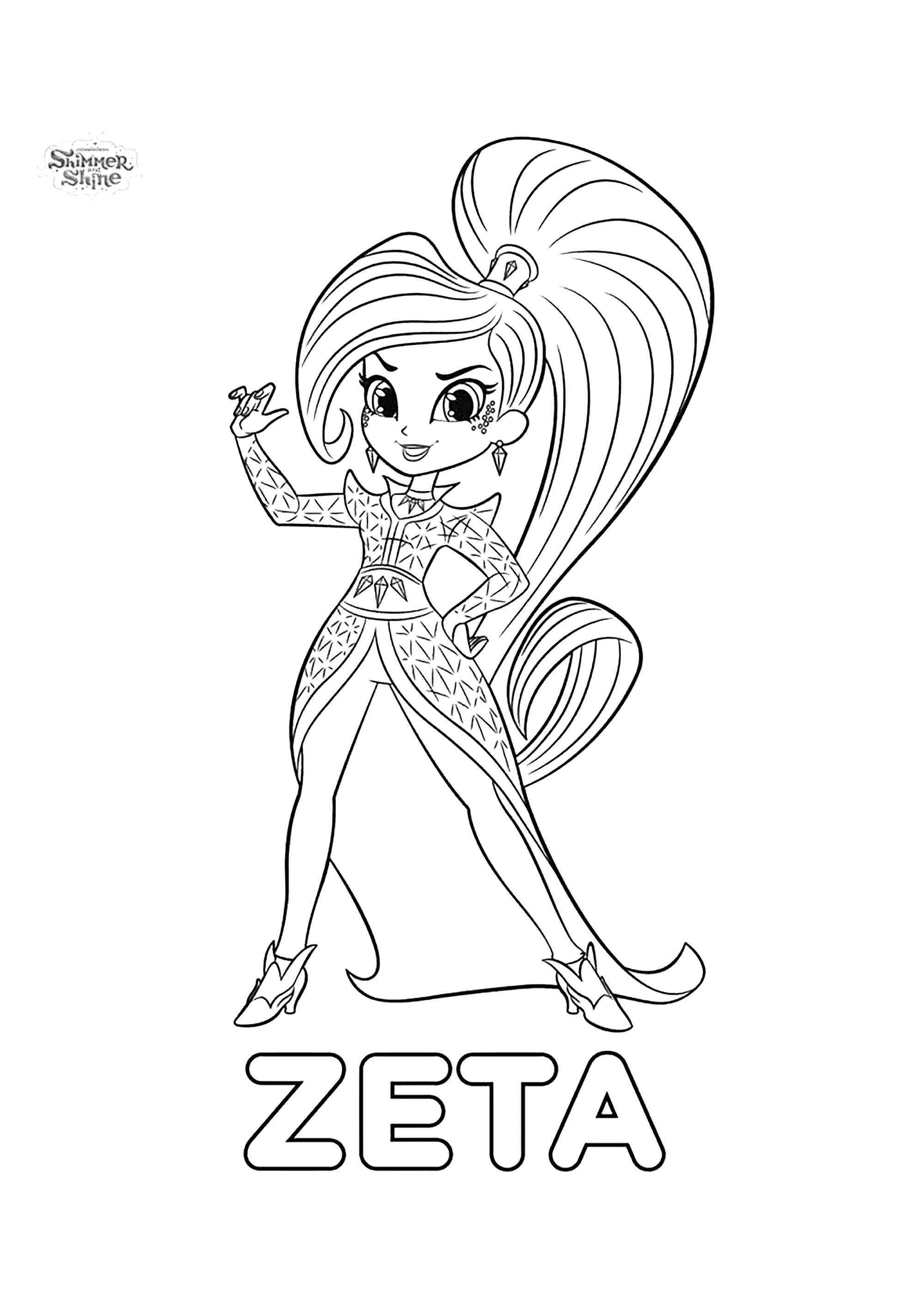 Zeta la strega (Pagina Shimmer And Shine da Colorare per bambini)