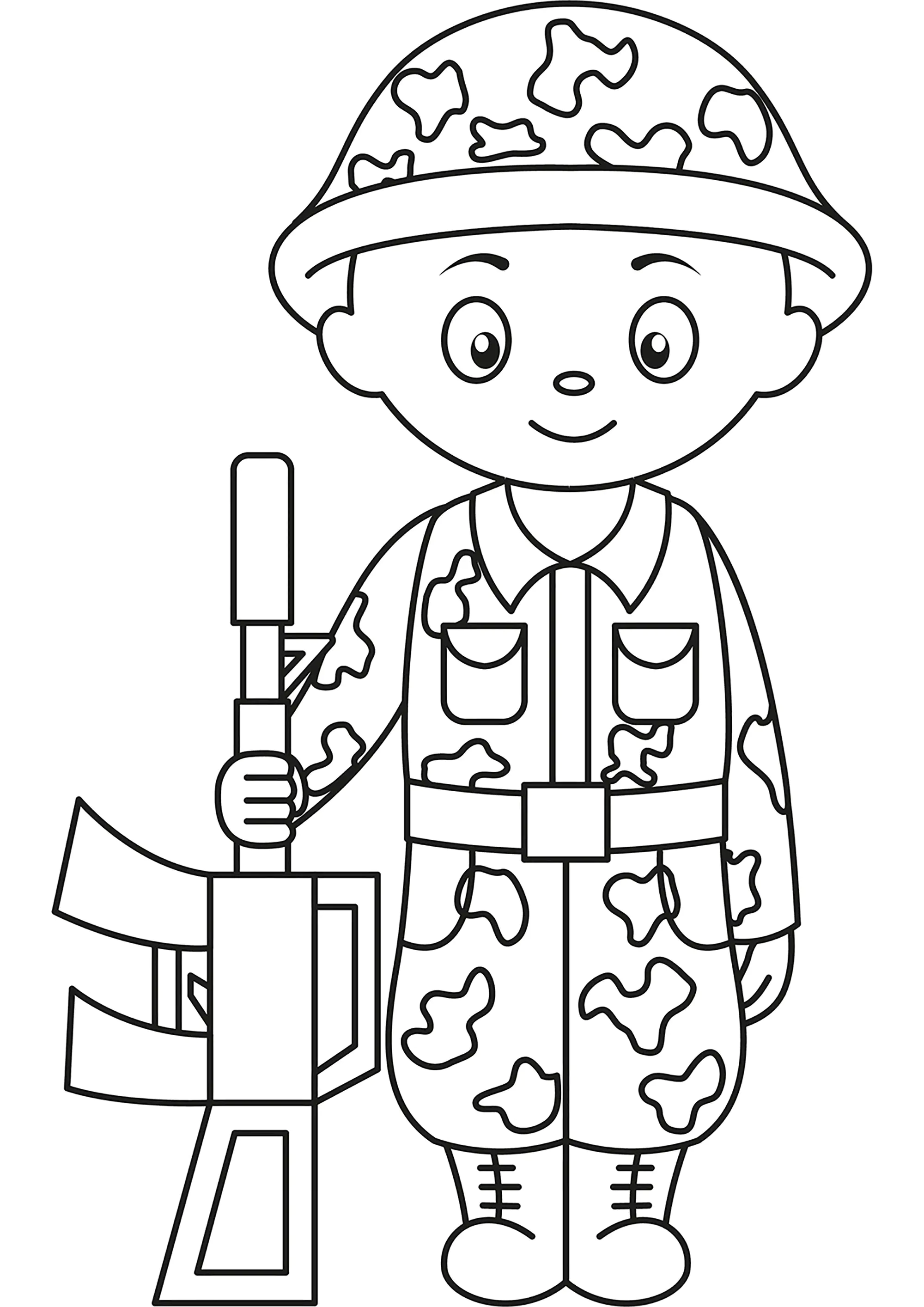 Soldato in mimetica (Pagina Soldati da Colorare per bambini)