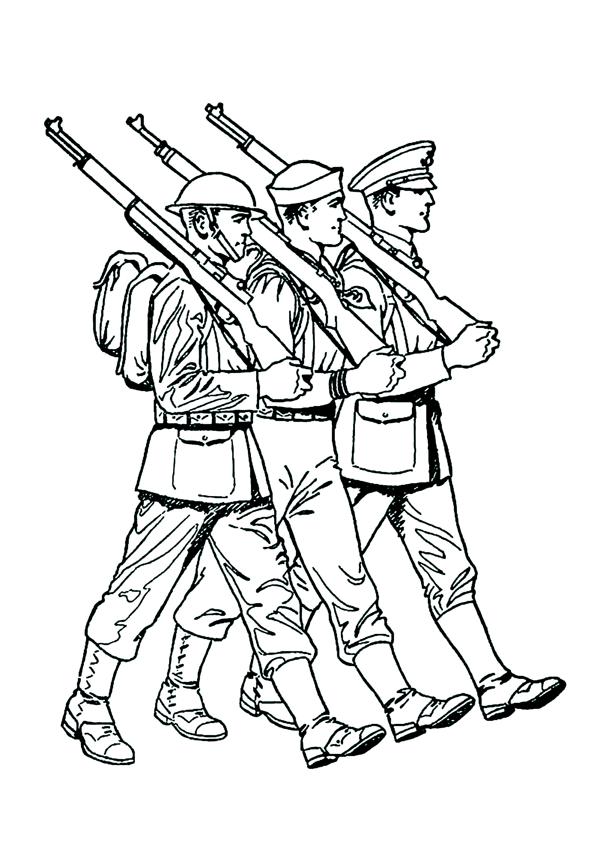 Tre Soldati - Pagine Soldati da Colorare