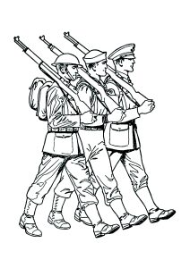 Pagina da Colorare per bambini : Tre Soldati