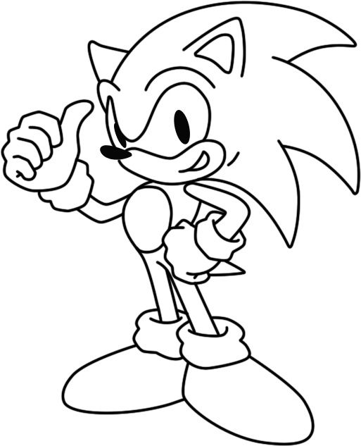 Pagina Sonic da Colorare : Pollici sonici in su Pagina Sonic da Colorare per bambini : Pollici sonici in su