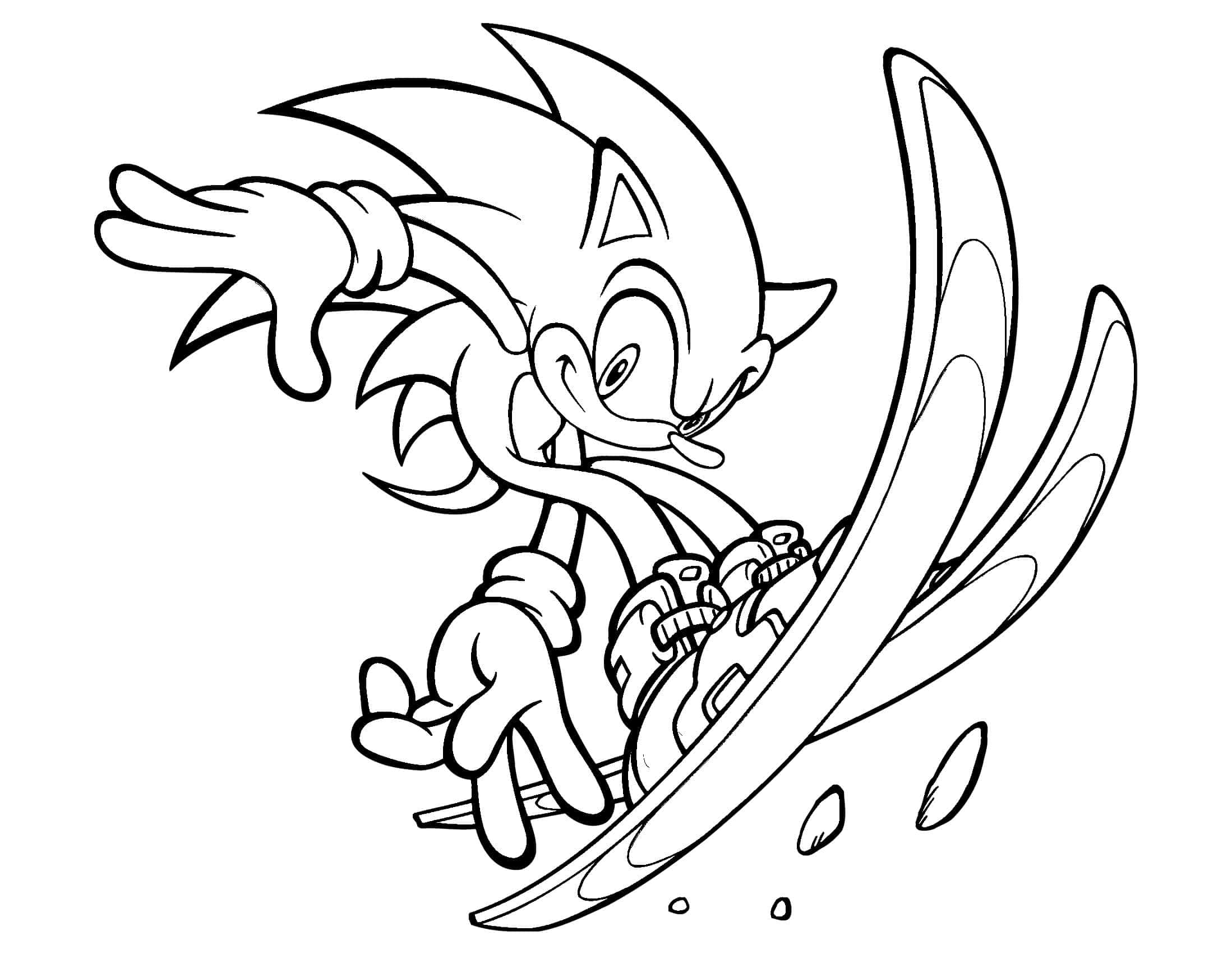 Pagina da Colorare : Sonic va a sciare Pagina da Colorare per bambini : Sonic va a sciare