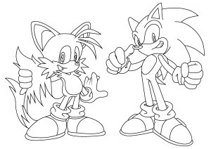 Amicizia tra due eroi dinamici (Pagina Sonic da Colorare)
