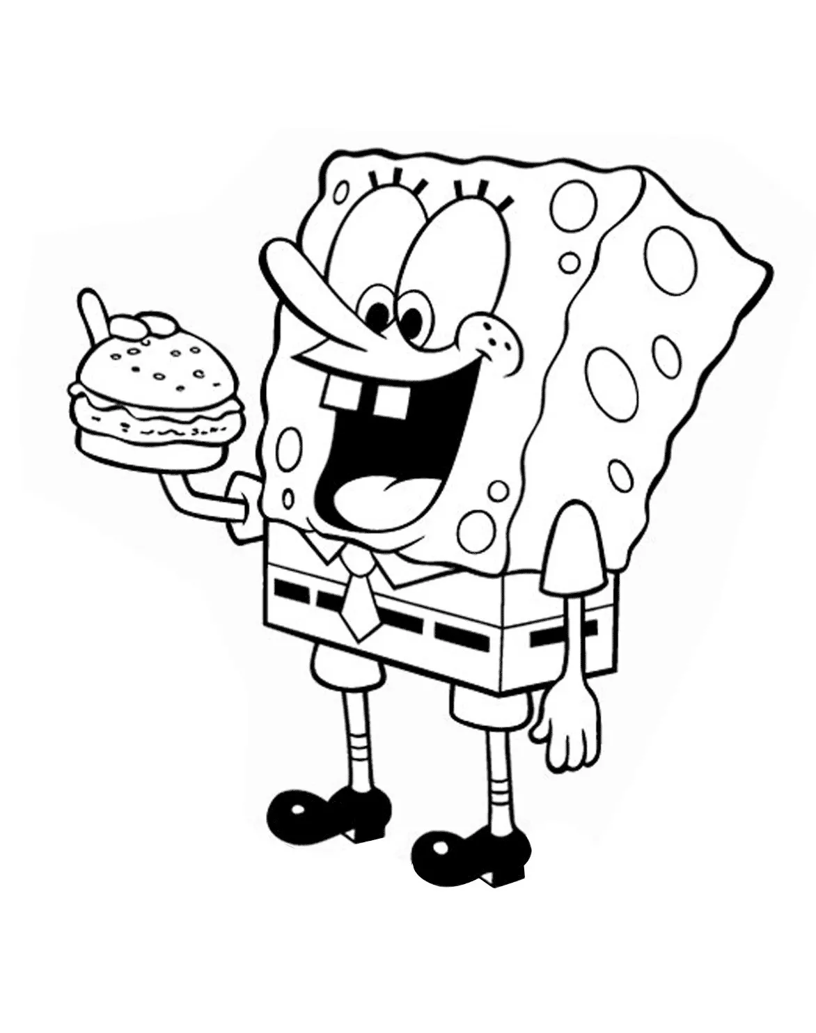 Un hamburger per Bob (Pagina SpongeBob da Colorare per bambini)