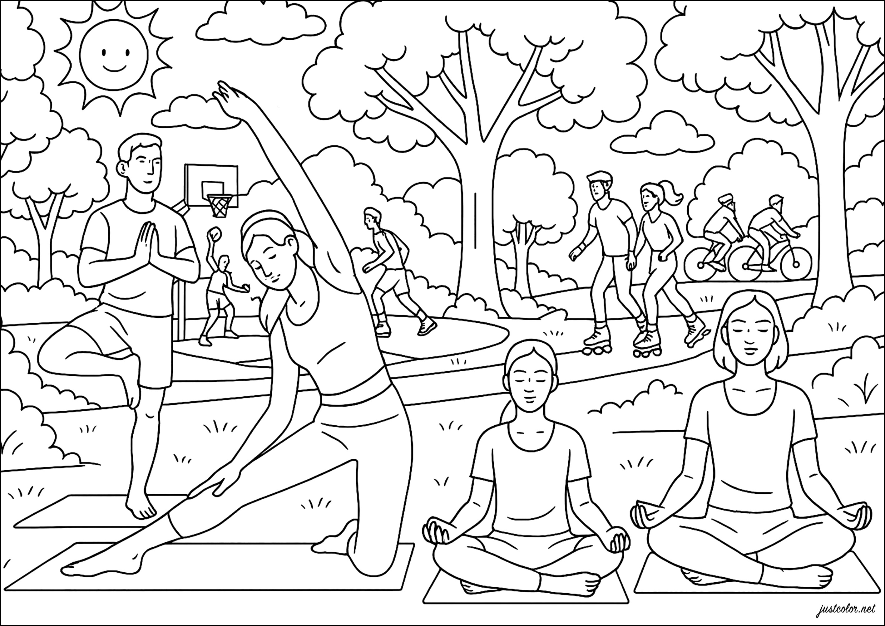 Energia sportiva al parco (Pagina Sport da Colorare per bambini)