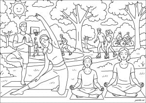 Energia sportiva al parco (Pagina Sport da Colorare)