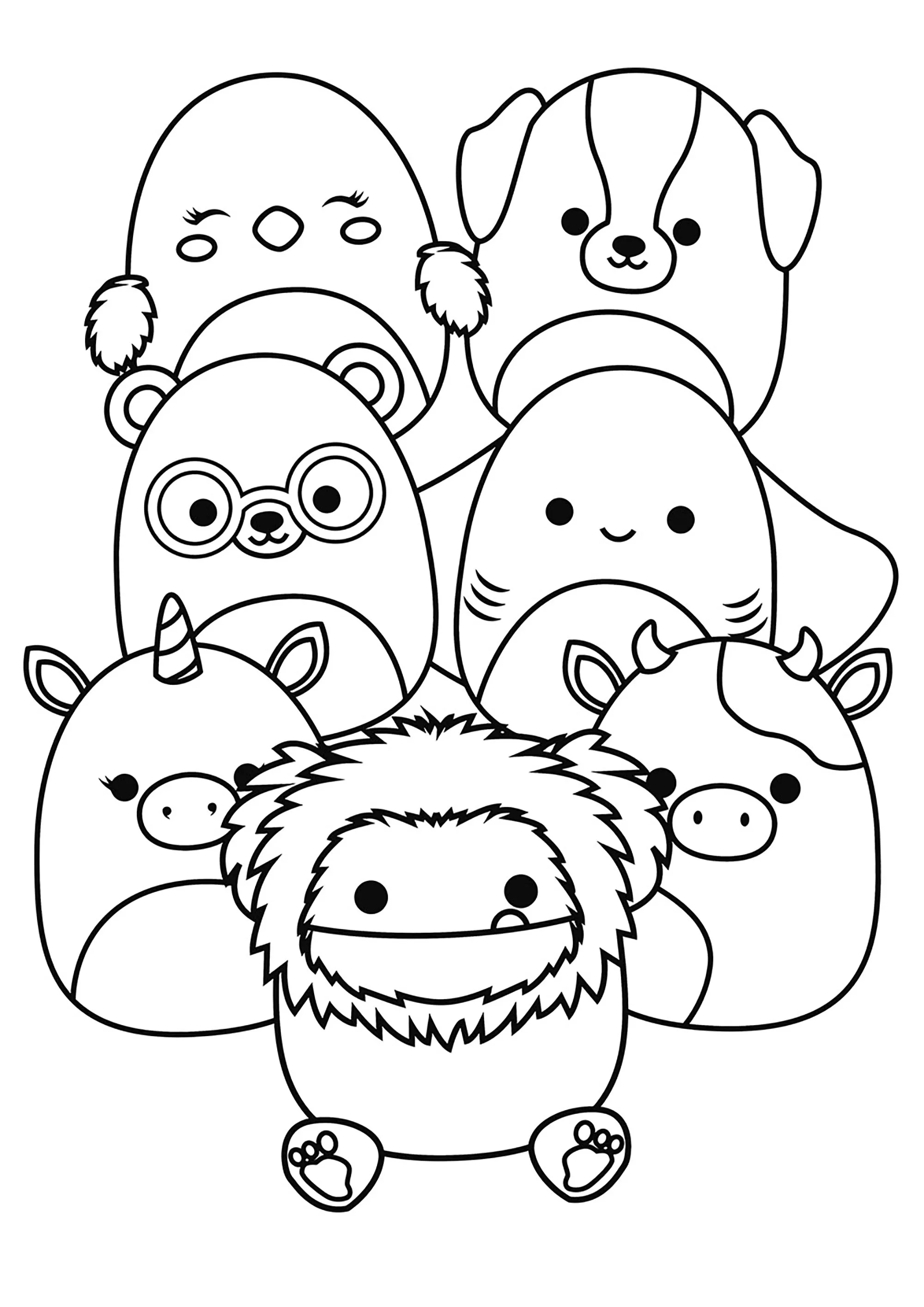 Amiamo i Squishmallow. (Pagina da Colorare per bambini)