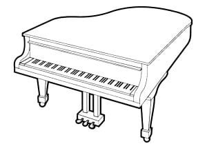 Pagina Strumenti Musicali da Colorare per bambini : Pianoforte